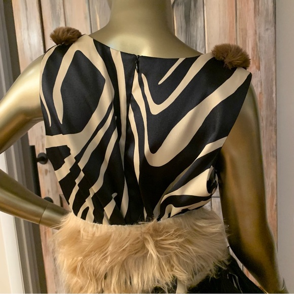 Animal Print Mini Dress With Fur Size 12 - Picture 5 of 8